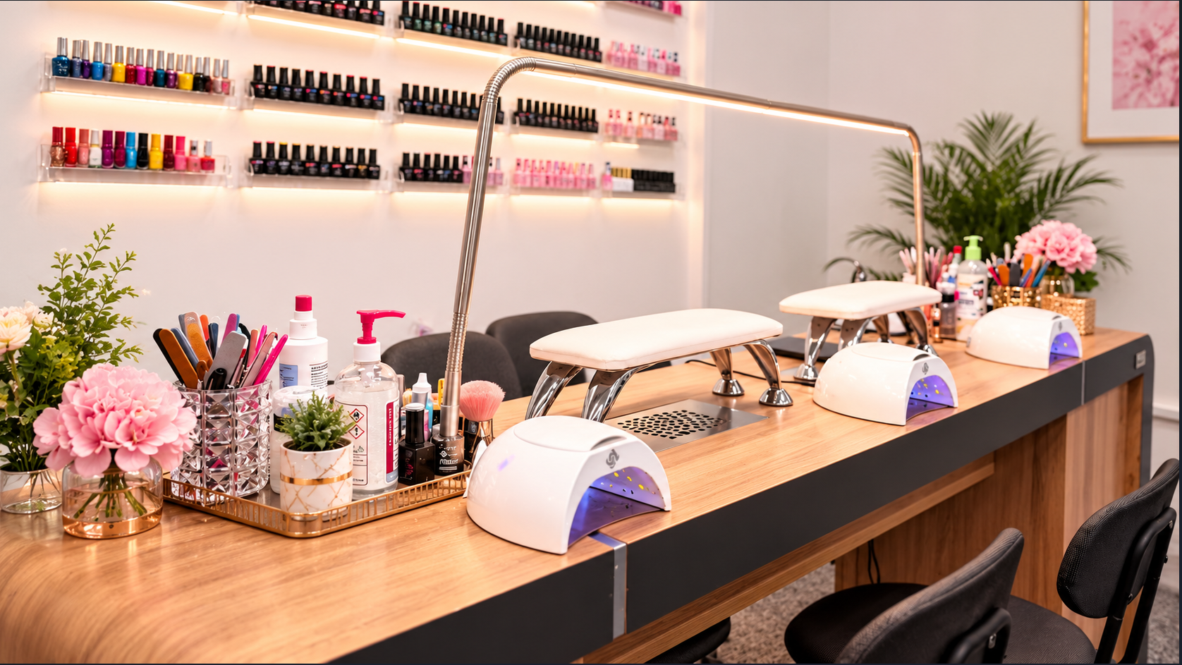 Pretty Posh nail salon manicure stations